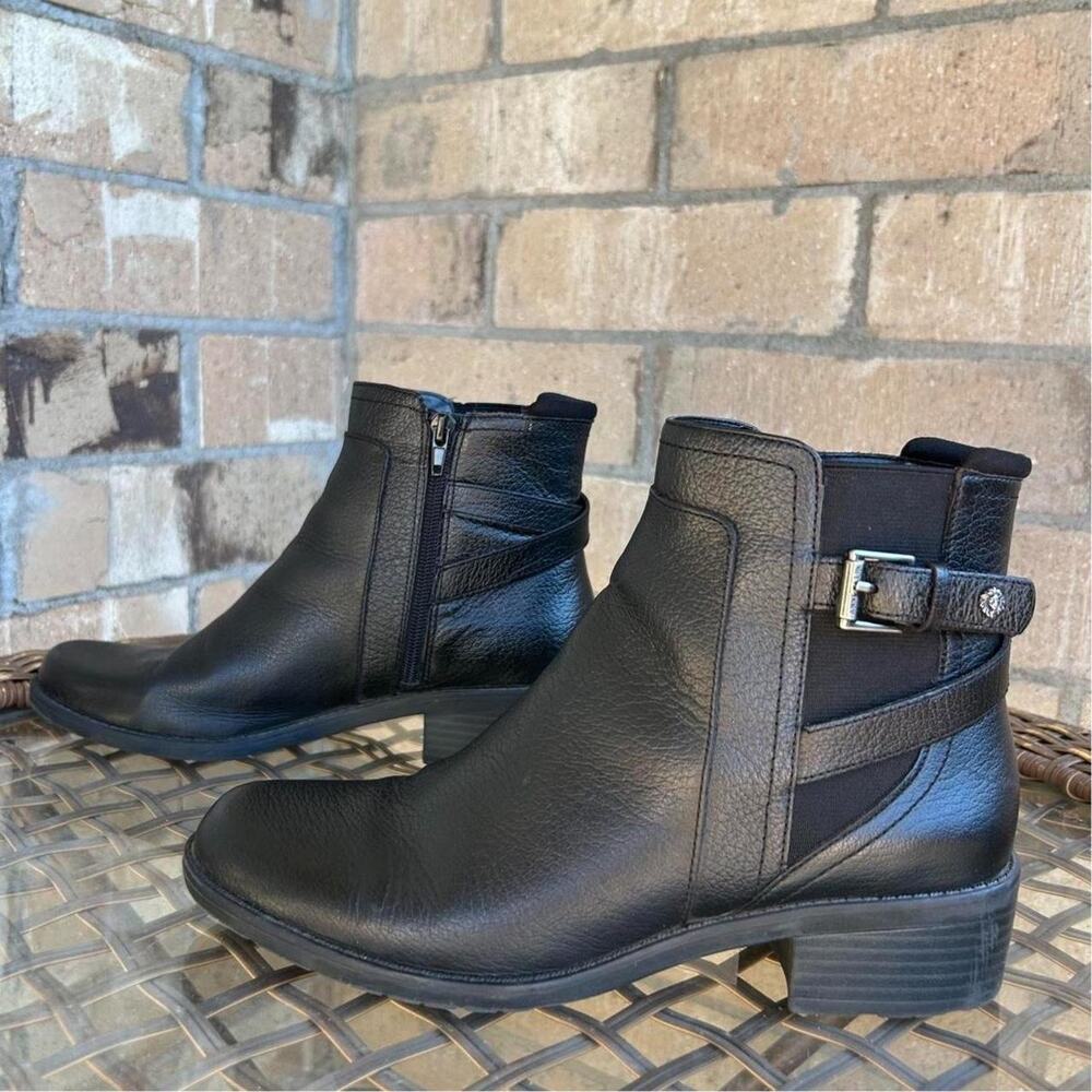 Anne klein black leather ankle booties size 8